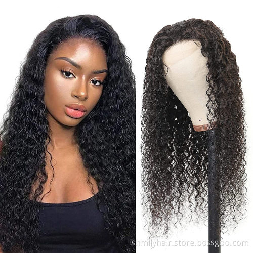 Shmily Wholesale price 4x4 Lace Closure Wig Vendors 100% Aligned Cuticle Wig Regular Wave Human Hair Wigs Hot On Selling